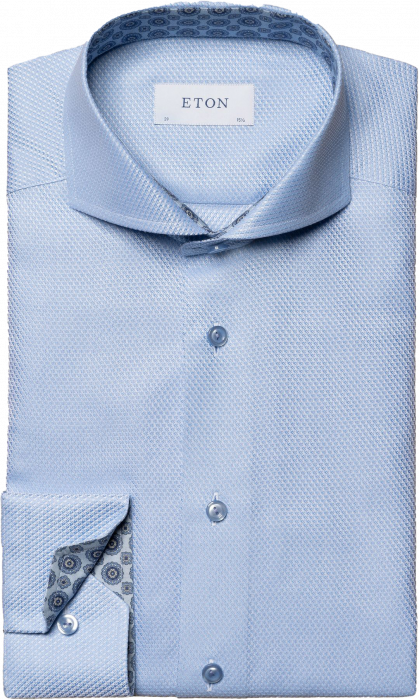 Eton - Lyseblå Skjorte Med Mønster Detaljer - Lyseblå