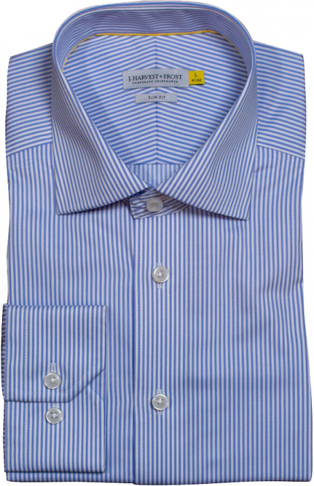 Harvest and Frost - Klassisk Twill Skjorte Slim Fit - Sky Blue & hvid