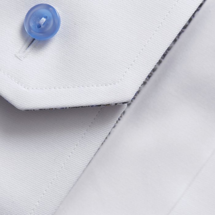 Eton - Twill With Trim Details, Slim Fit, Cut Away - Hvid