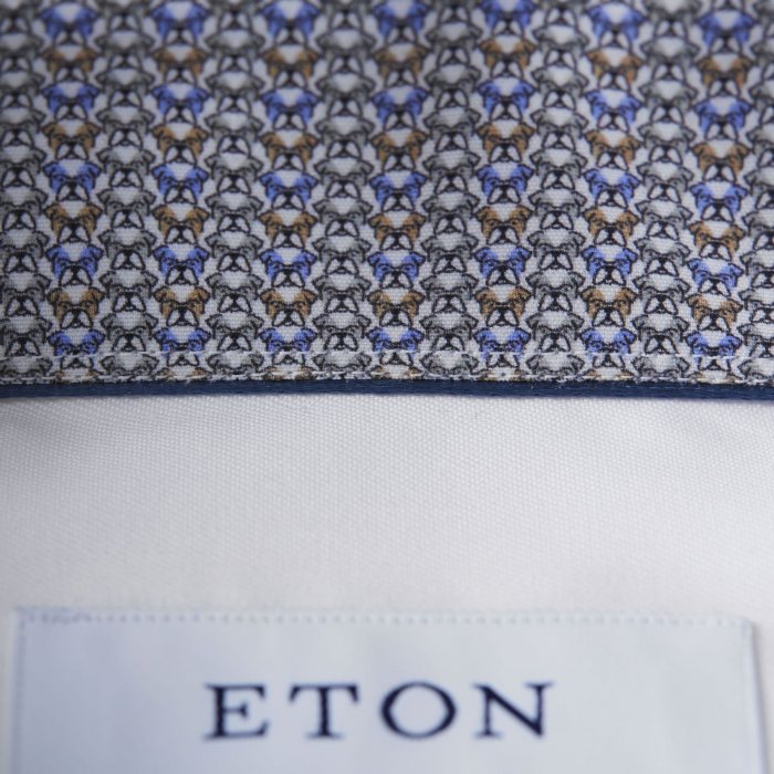 Eton - Twill With Trim Details, Slim Fit, Cut Away - Hvid