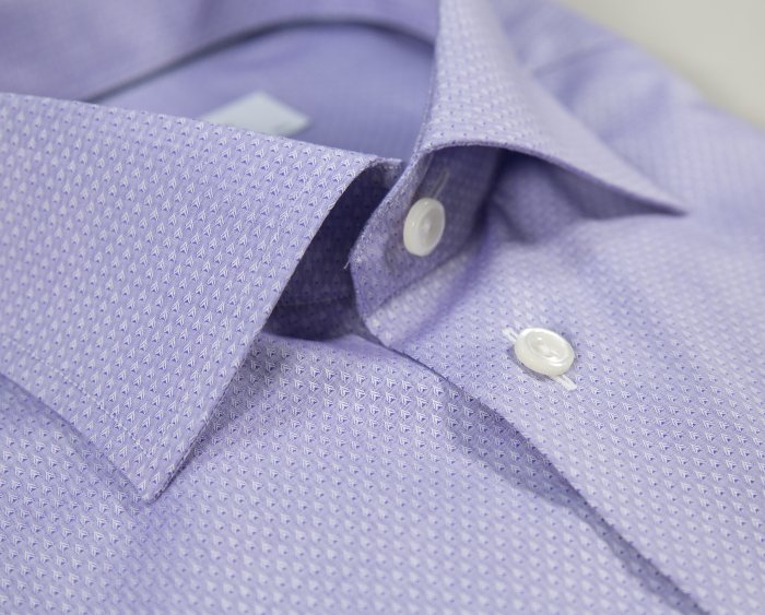Eton - Lavender Dobby Effect Slim Fit, Cut Away - Lilla