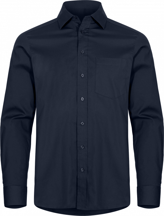 Clique - Stretch Skjorte - Navy bl&aring;