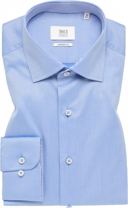 Eterna - Luxury Skjorte Kontrast Detaljer Modern Fit - Medium Blå