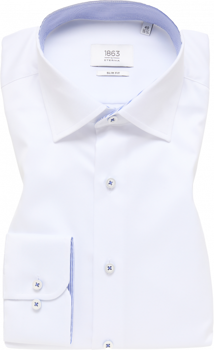 Eterna - Luxury Skjorte Kontrast Detaljer Slim Fit - Hvid