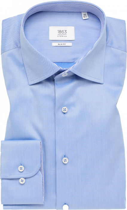 Eterna - Luxury Skjorte Kontrast Detaljer Slim Fit - Medium Blå