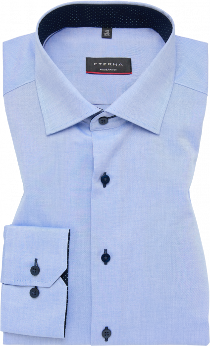Eterna - Oxford Skjorte Pinpoint Detaljer Modern Fit - Blå