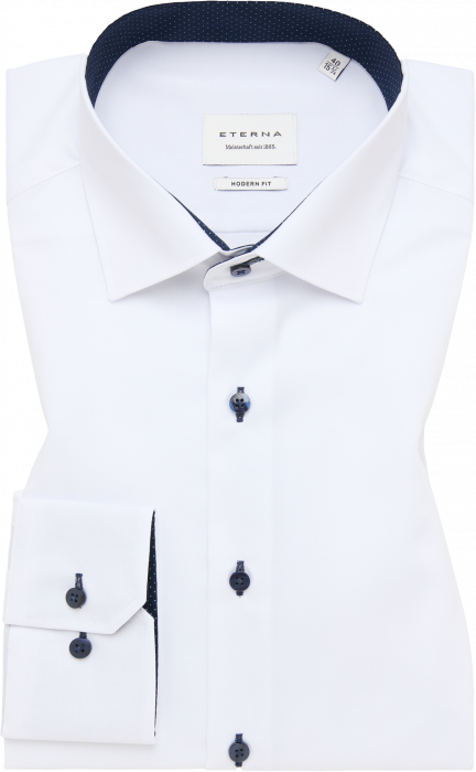Eterna - Oxford Skjorte Pinpoint Detaljer Modern Fit - Hvid