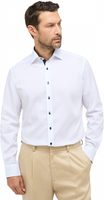 Eterna - Oxford Skjorte Pinpoint Detaljer Modern Fit - Hvid