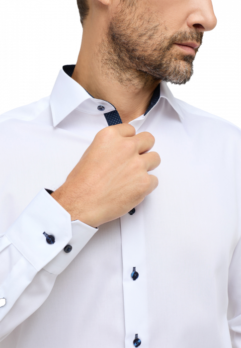 Eterna - Oxford Skjorte Pinpoint Detaljer Modern Fit - Hvid