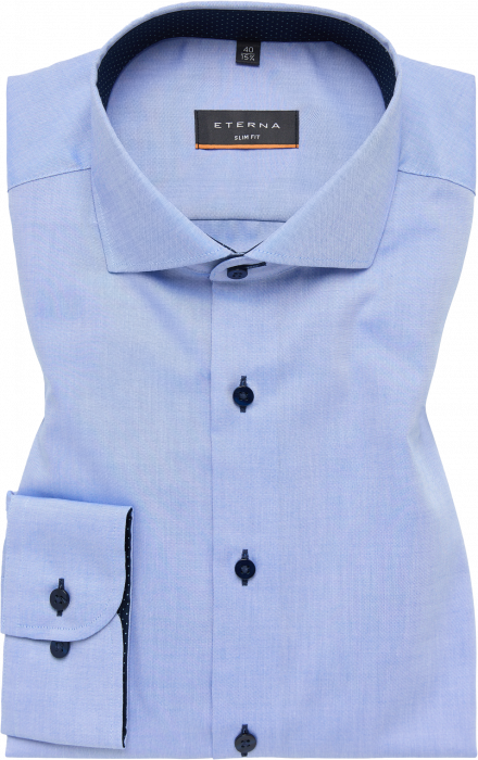 Eterna - Oxford Skjorte Pinpoint Detaljer Slim Fit - Blå