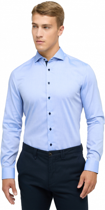 Eterna - Oxford Skjorte Pinpoint Detaljer Slim Fit - Bl&aring;