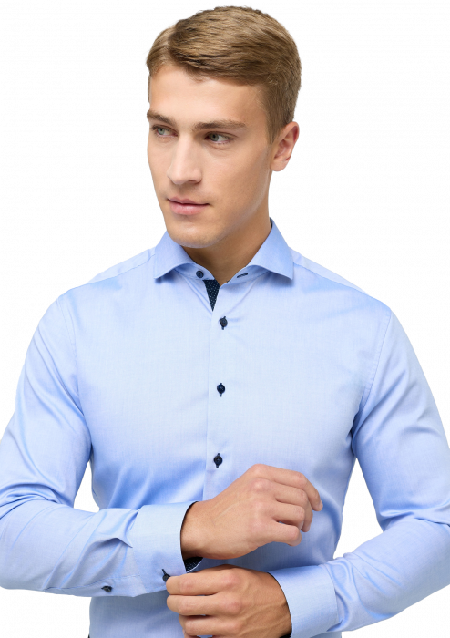 Eterna - Oxford Skjorte Pinpoint Detaljer Slim Fit - Bl&aring;