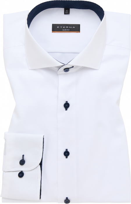 Eterna - Oxford Skjorte Pinpoint Detaljer Slim Fit - Hvid