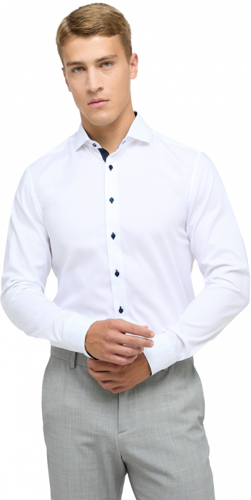 Eterna - Oxford Skjorte Pinpoint Detaljer Slim Fit - Hvid