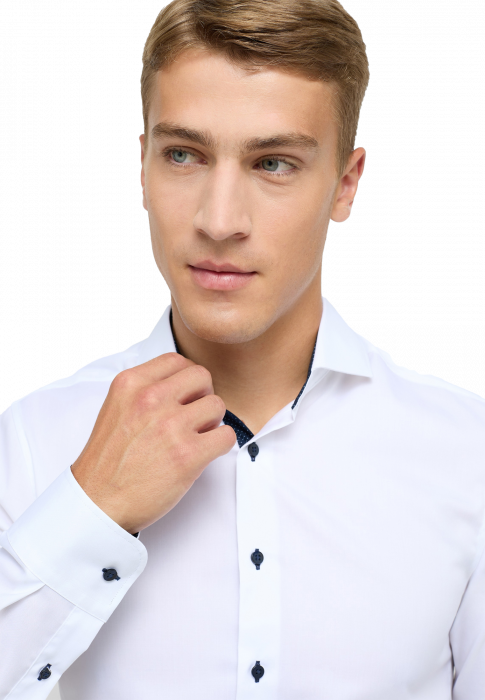 Eterna - Oxford Skjorte Pinpoint Detaljer Slim Fit - Hvid
