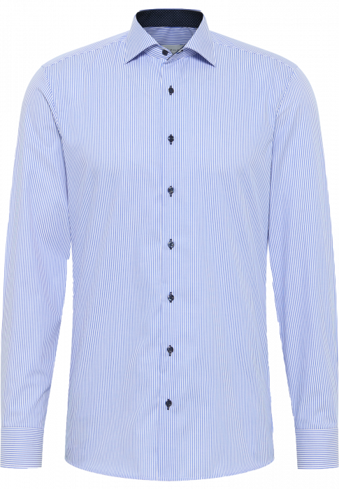 Eterna - Stribet Skjorte Slim Fit - Bl&aring;