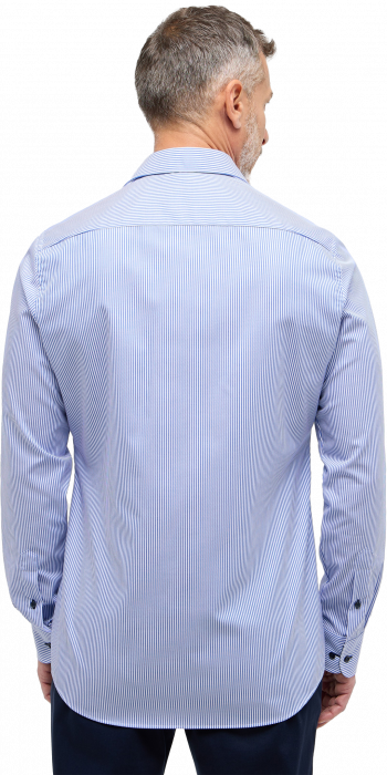 Eterna - Stribet Skjorte Slim Fit - Bl&aring;