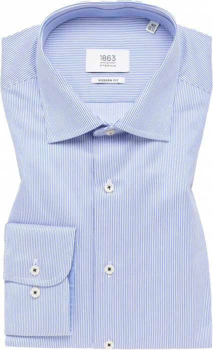 Eterna - Stribet Skjorte Luxury Twill Modern Fit - Royal Blå