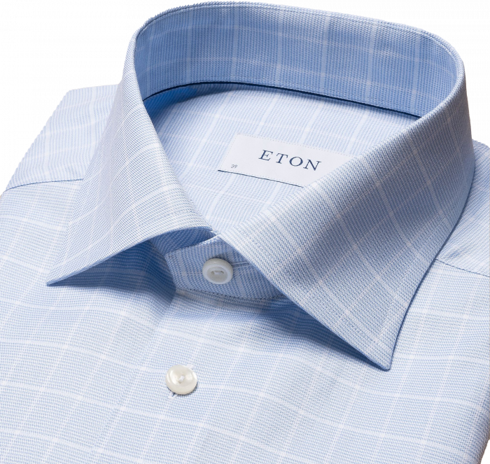 Eton - Lysebl&aring; Ternet Business Skjorte Slim Fit - Lysebl&aring;