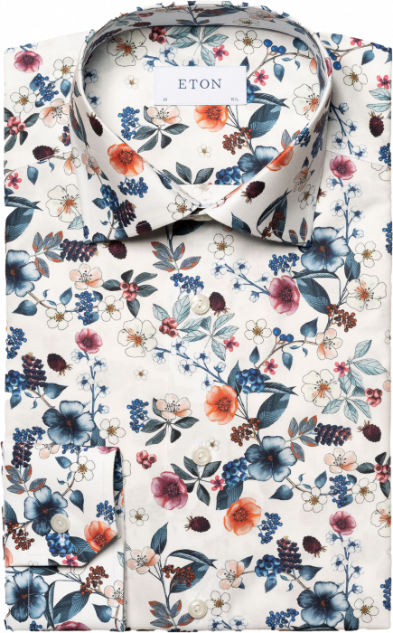 Eton - Businessskjorte Blomsterprint Contemporary - Hvid