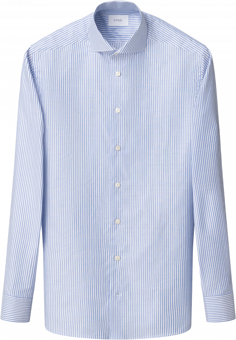 Eton - Bengal Stribet Oxford Skjorte Wide Spread Cont - Lysebl&aring;
