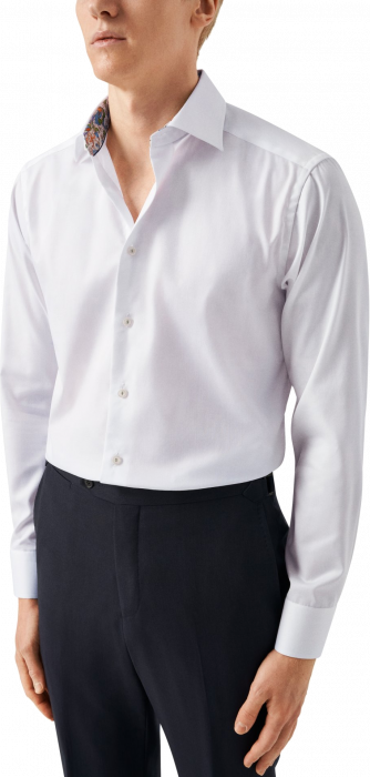 Eton - Hvid Business Skjorte Med Blomsterdetaljer Slim - Hvid