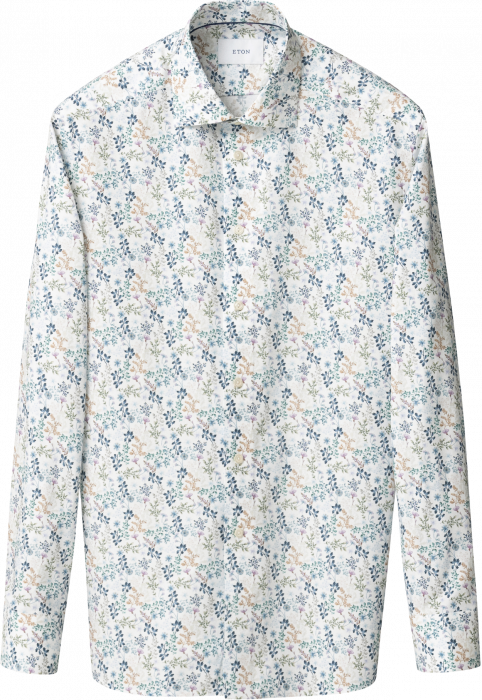 Eton - Blomster Print Slim Fit Herreskjorte - Mid Blue