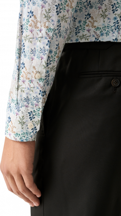 Eton - Blomster Print Slim Fit Herreskjorte - Mid Blue