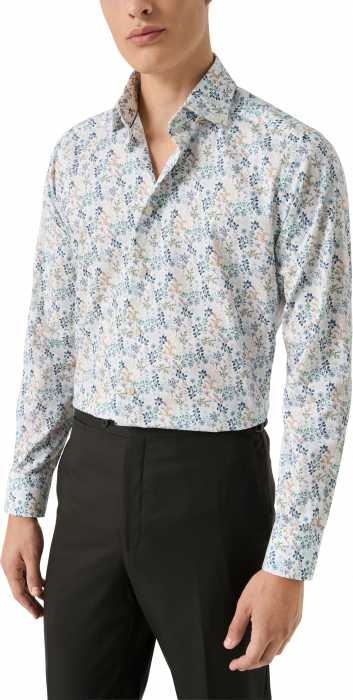 Eton - Blomster Print Slim Fit Herreskjorte - Mid Blue