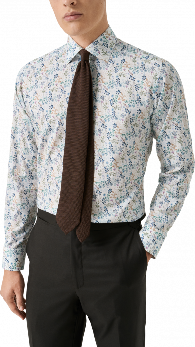 Eton - Blomster Print Slim Fit Herreskjorte - Mid Blue