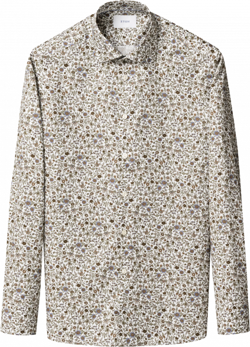Eton - Blomster Print Skjorte Slim Fit - Hvid