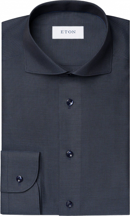 Eton - Navy Dobby Business Skjorte Slim Fit - Navy