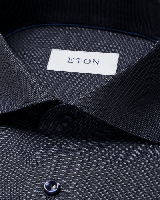 Eton - Navy Dobby Business Skjorte Slim Fit - Navy