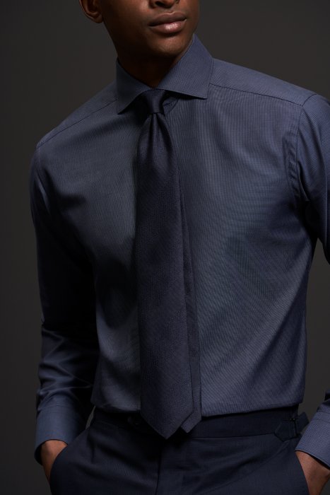 Eton - Navy Dobby Business Skjorte Slim Fit - Navy