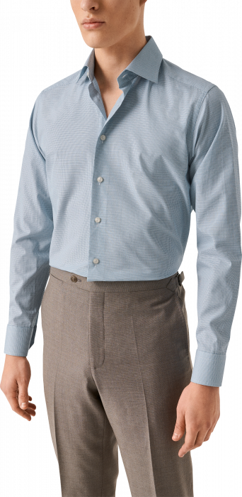 Eton - Bl&aring; Business Skjorte Med Effekt Slim Fit - Bl&aring;