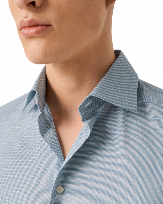 Eton - Bl&aring; Business Skjorte Med Effekt Slim Fit - Bl&aring;