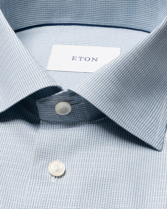 Eton - Bl&aring; Business Skjorte Med Effekt Slim Fit - Bl&aring;