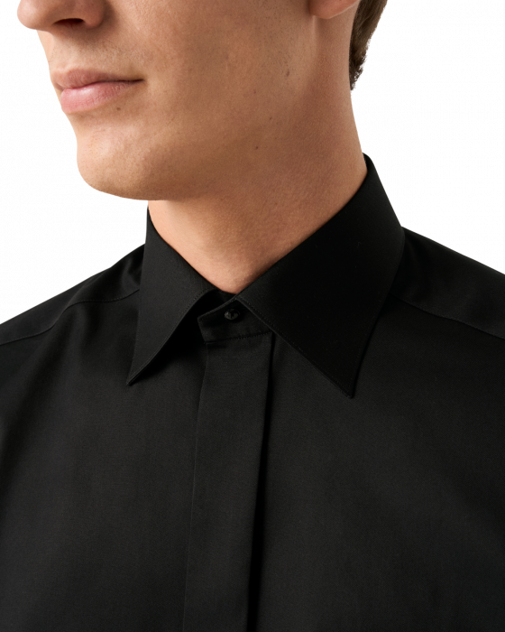 Eton - Aftenskjorte, Moderate Cut Away, French Cuff - Sort