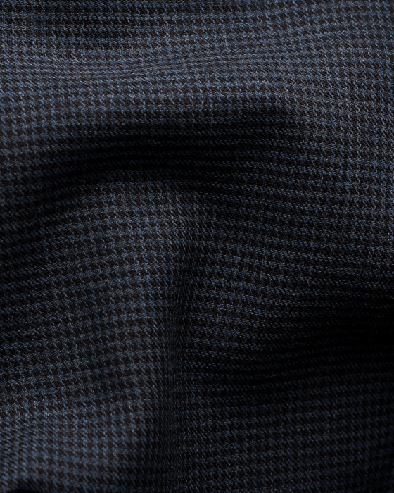 Eton - Flannelskjorte Med Mikrotern Wide Spread Slim - Navy