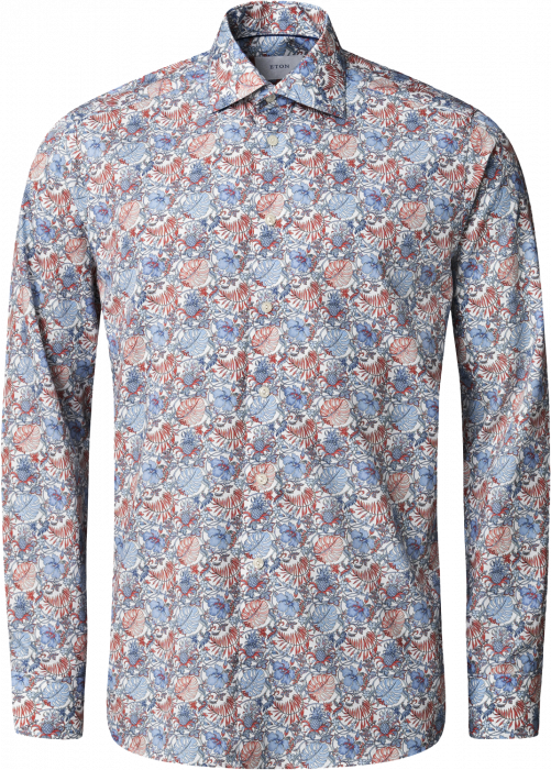 Eton - Slim Fit Skjorte Med R&oslash;dt Blomsterm&oslash;nster - R&oslash;d