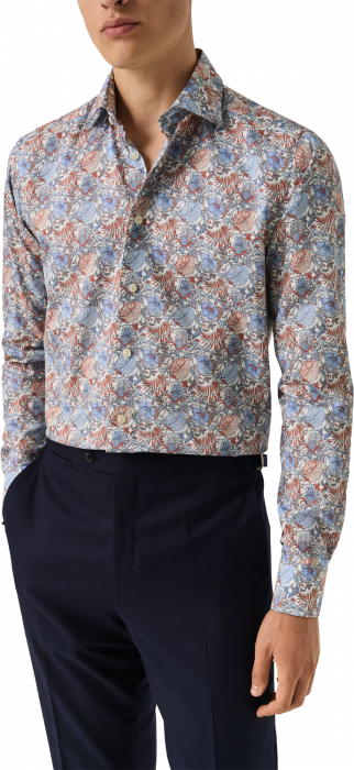 Eton - Slim Fit Skjorte Med R&oslash;dt Blomsterm&oslash;nster - R&oslash;d