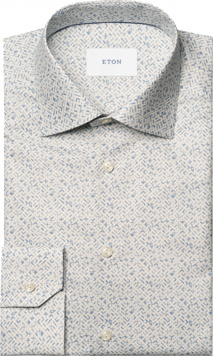 Eton - Geometrisk Mønster Skjorte Slim Fit - Lyseblå