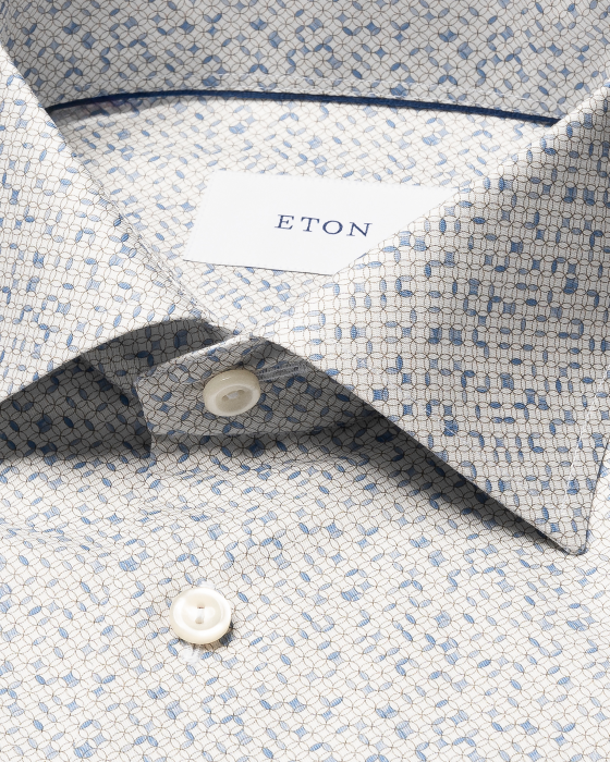 Eton - Geometrisk M&oslash;nster Skjorte Slim Fit - Lysebl&aring;