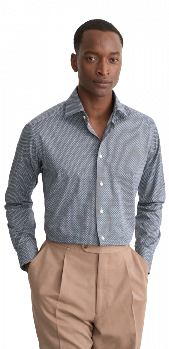 Eton - Geometrisk M&oslash;nster Slim Fit Skjorte - Bl&aring; - Bl&aring;