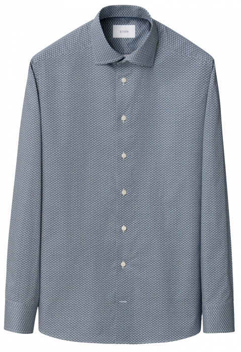 Eton - Geometrisk M&oslash;nster Slim Fit Skjorte - Bl&aring; - Bl&aring;