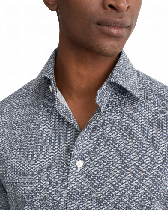 Eton - Geometrisk M&oslash;nster Slim Fit Skjorte - Bl&aring; - Bl&aring;