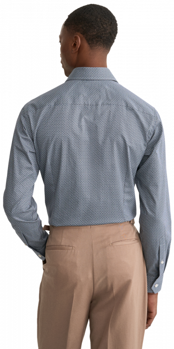 Eton - Geometrisk M&oslash;nster Slim Fit Skjorte - Bl&aring; - Bl&aring;