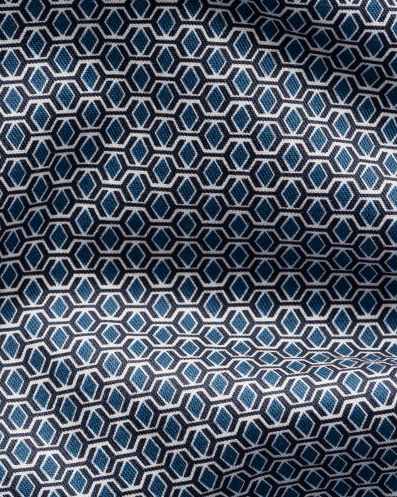 Eton - Geometrisk M&oslash;nster Slim Fit Skjorte - Bl&aring; - Bl&aring;