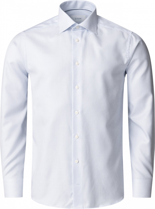 Eton - Lysebl&aring; Herringbone Dobby Skjorte Contemporary Fit - Lysebl&aring;