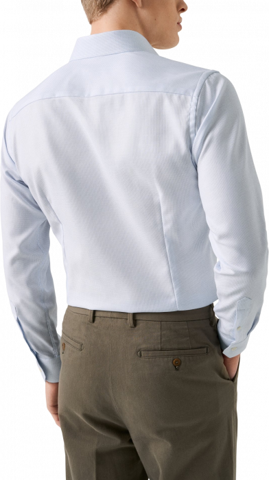Eton - Lysebl&aring; Herringbone Dobby Skjorte Slim Fit - Lysebl&aring;